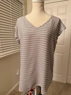 Express Gold and Purple Striped Gramercy Cap Sleeve Top